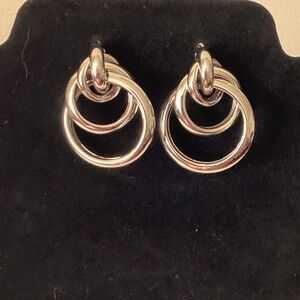 Hoop Knocker Earrings Silver Tone